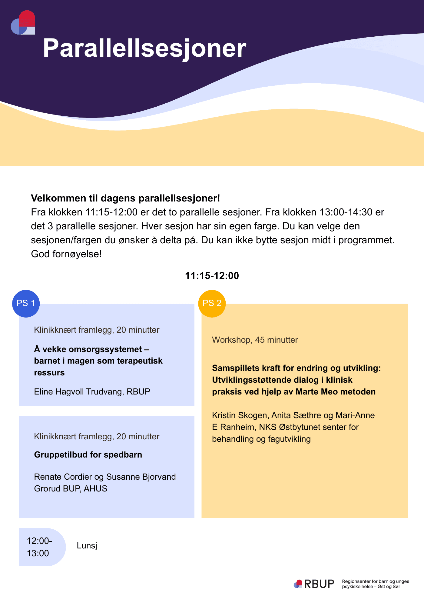 Et bilde av programmet for første parallellsesjon